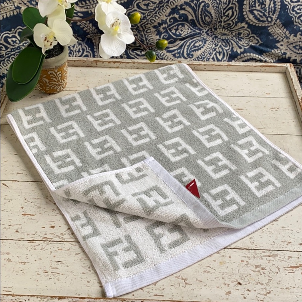 FENDI “Like” Hand Towel NWT Sage & White